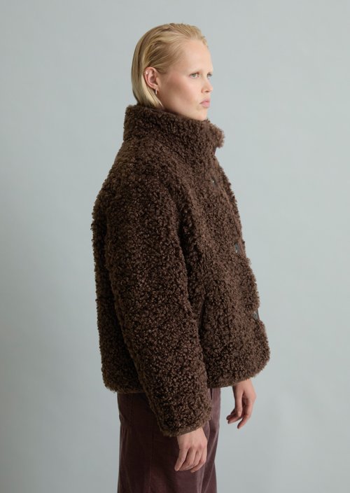 Regular-Fit Teddy Jacket — Espresso Brown
