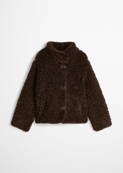 Regular-Fit Teddy Jacket — Espresso Brown