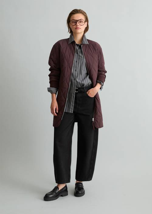 Quilted jacket regular Espresso Brown in front view