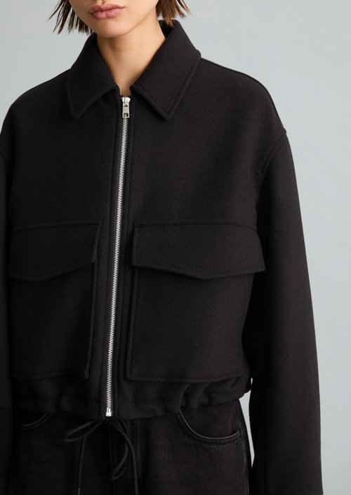 Regular-Fit Twill Jacket — Black