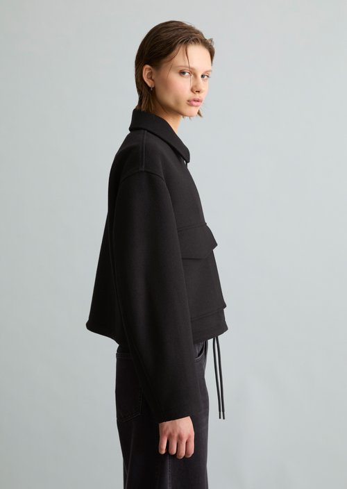 Regular-Fit Twill Jacket — Black