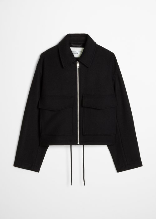 Regular-Fit Twill Jacket — Black