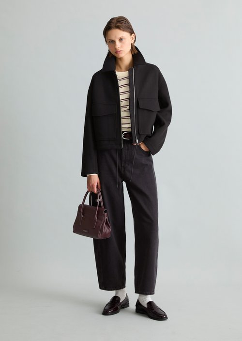 Regular-Fit Twill Jacket — Black