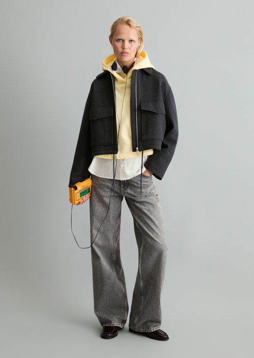 Regular-Fit Twill Jacket — Anthra Melange