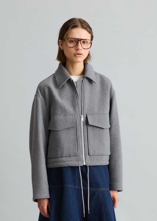 Regular-Fit Twill Jacket — Stone Melange