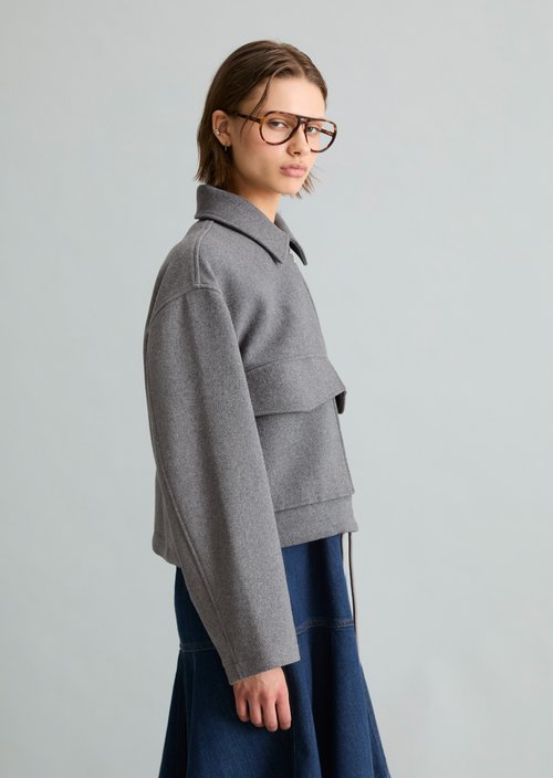 Regular-Fit Twill Jacket — Stone Melange