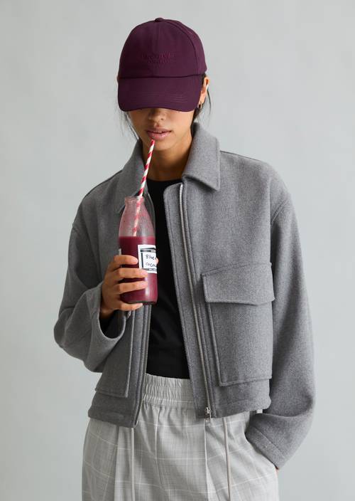 Regular-Fit Twill Jacket Stone Melange in front view
