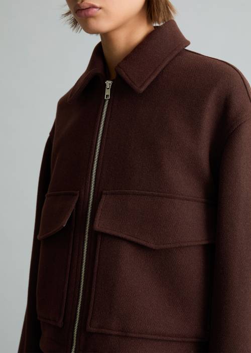 Twill-jasje, regular Espresso Brown in detailaanzicht