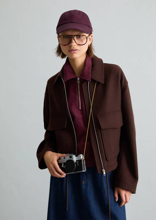 Twill-jasje, regular Espresso Brown in vooraanzicht