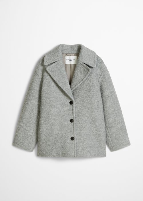 Short Bouclé Coat, Regular Fit — Stone Melange