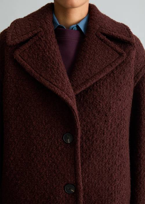 Korte bouclé-jas, regular Espresso Brown in detailaanzicht