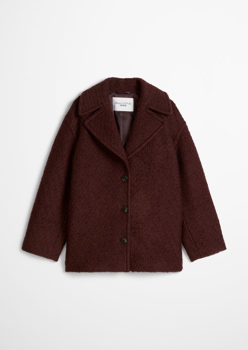 Short Bouclé Coat, Regular Fit — Espresso Brown