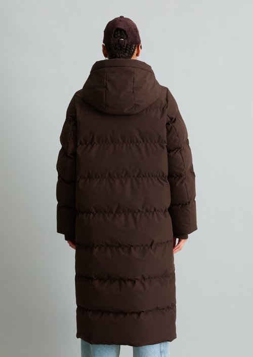 Regular-Fit Hooded Puffer Coat — Espresso Brown