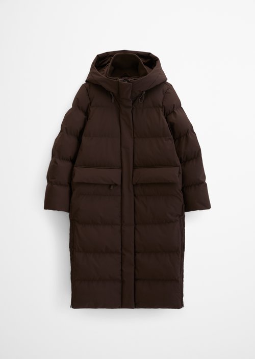 Regular-Fit Hooded Puffer Coat — Espresso Brown