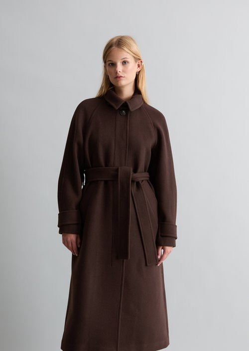 Regular-Fit Wool Coat — Espresso Brown