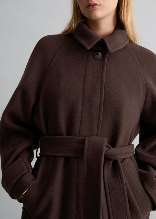 Regular-Fit Wool Coat — Espresso Brown