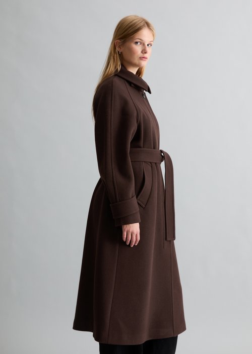 Regular-Fit Wool Coat — Espresso Brown