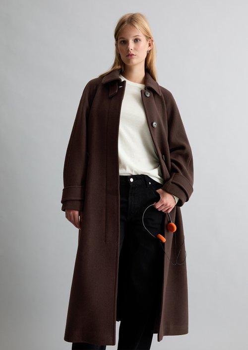 Regular-Fit Wool Coat — Espresso Brown