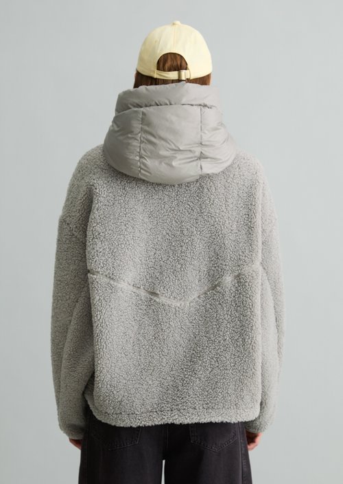 Regular-Fit Teddy Jacket — Grey Eternity