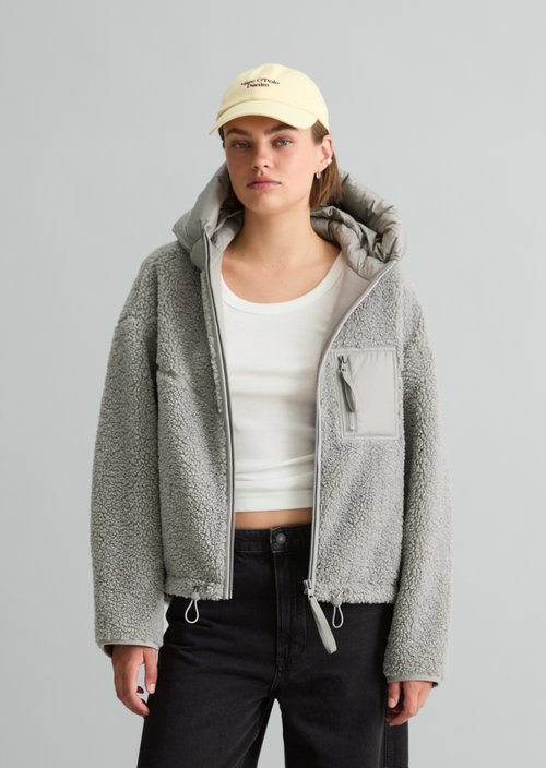 Regular-Fit Teddy Jacket — Grey Eternity