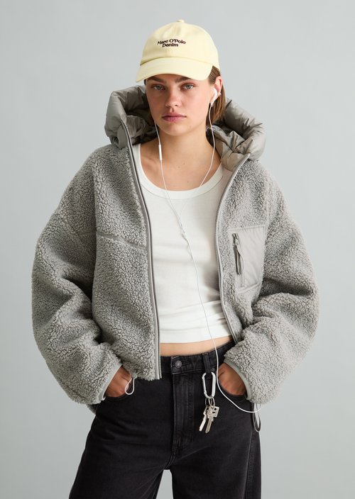 Regular-Fit Teddy Jacket — Grey Eternity