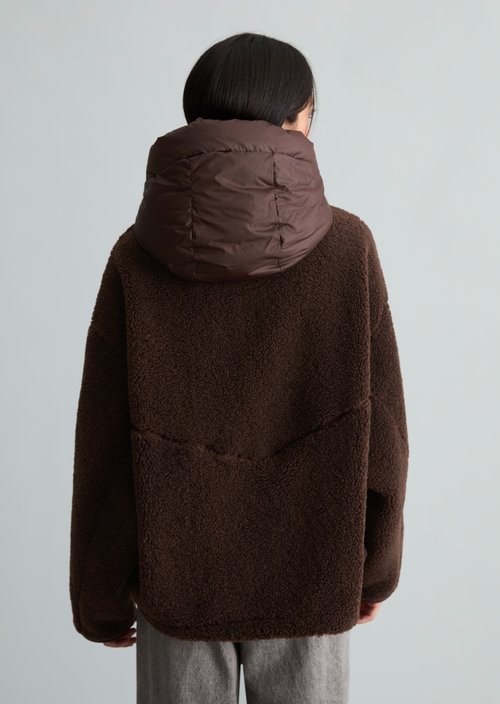 Regular-Fit Teddy Jacket — Espresso Brown
