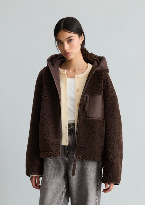 Regular-Fit Teddy Jacket — Espresso Brown