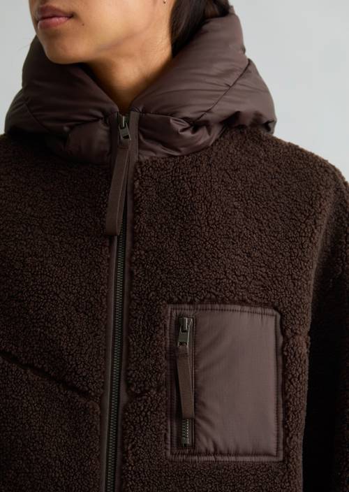 Regular-Fit Teddy Jacket Espresso Brown in detail view