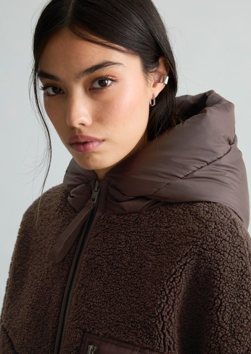 Regular-Fit Teddy Jacket — Espresso Brown
