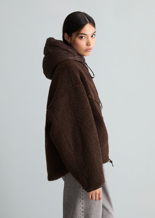 Regular-Fit Teddy Jacket — Espresso Brown