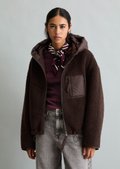 Regular-Fit Teddy Jacket with a softly padded hood - brown
