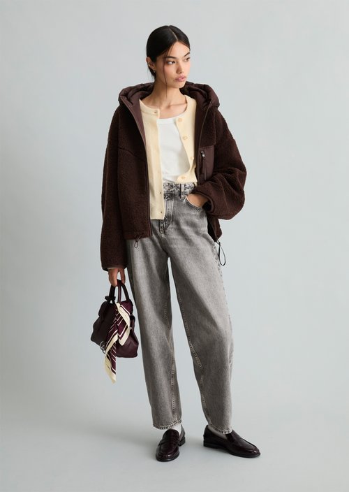 Regular-Fit Teddy Jacket — Espresso Brown
