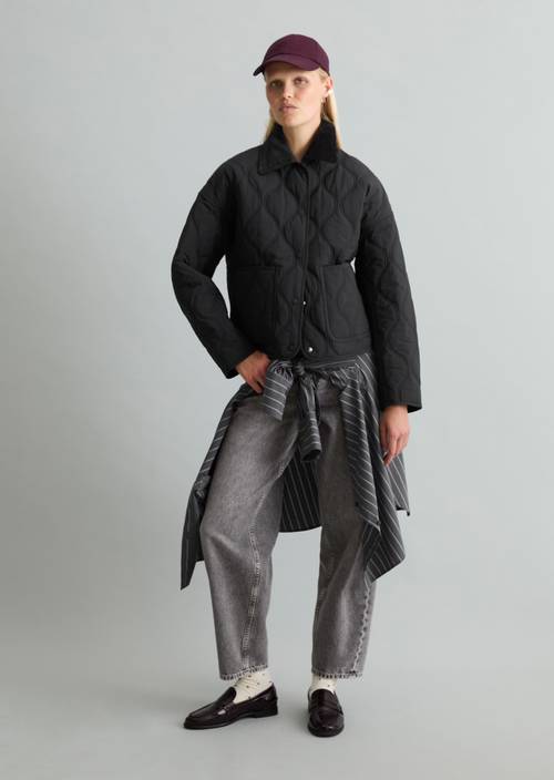Barn-style quilted jacket regular Black in front view