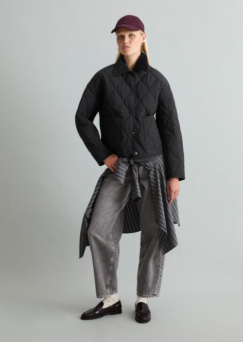 Barn-style quilted jacket regular — Black