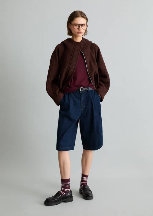 Veste à capuche bouclée, coupe regular Espresso Brown en vue de face