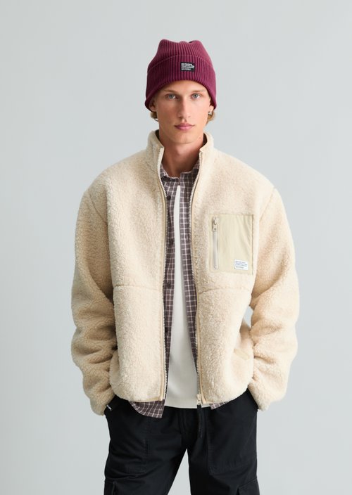 Regular-Fit Teddy Jacket — Dusty Field