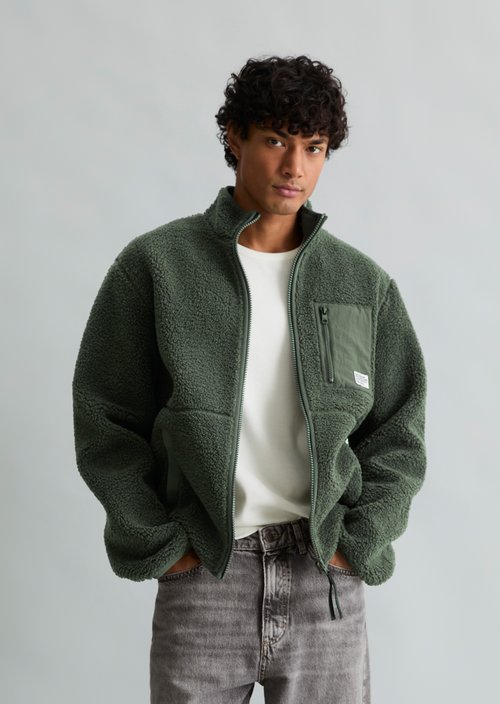 Regular-Fit Teddy Jacket — Green Jasper