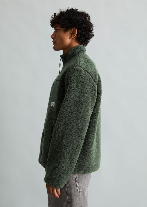 Regular-Fit Teddy Jacket — Green Jasper