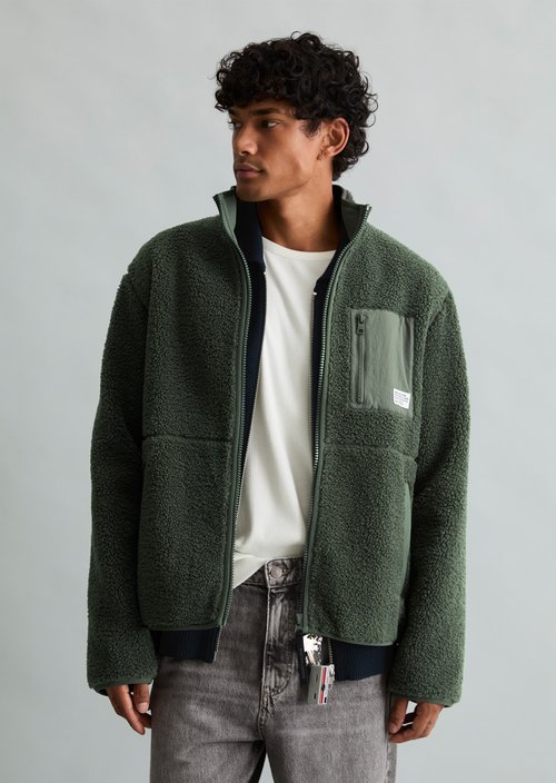 Regular-Fit Teddy Jacket — Green Jasper
