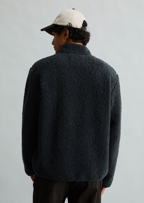 Regular-Fit Teddy Jacket — Dark Navy