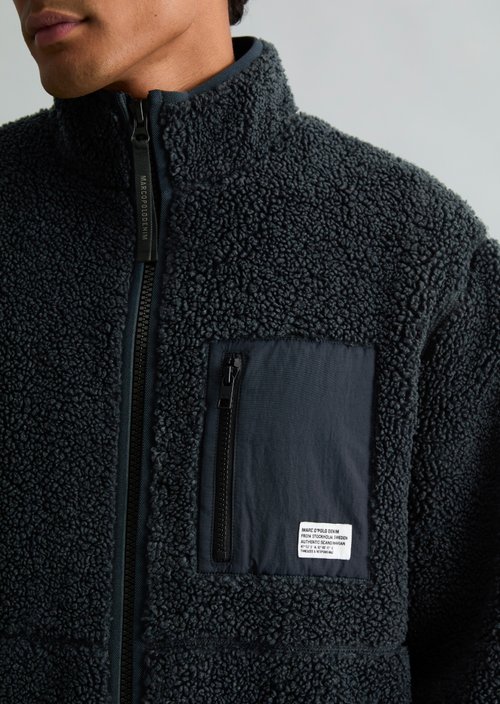 Regular-Fit Teddy Jacket — Dark Navy