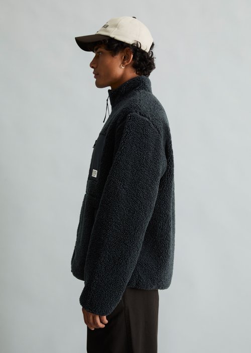 Regular-Fit Teddy Jacket — Dark Navy