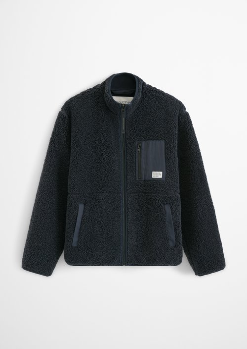 Regular-Fit Teddy Jacket — Dark Navy