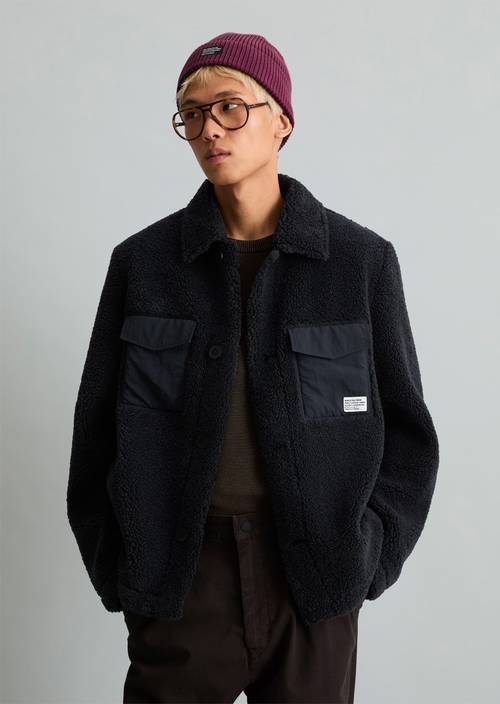 Teddyfelljacke regular Dark Navy in Frontalansicht
