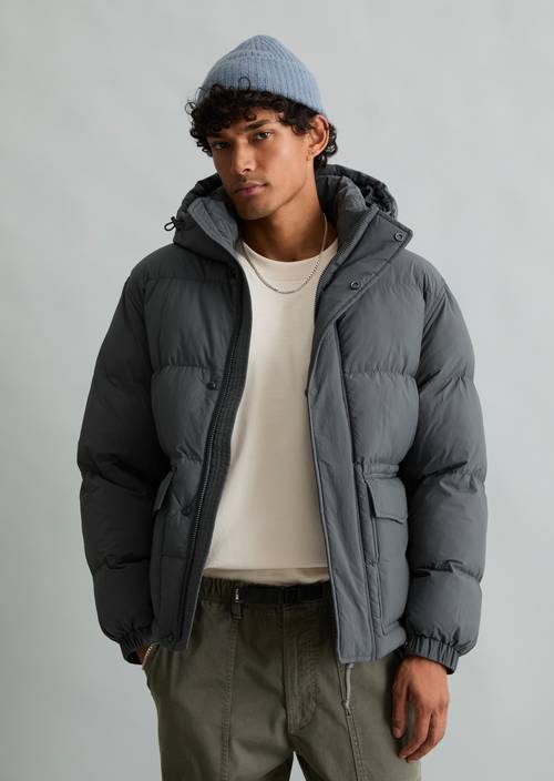 Veste matelassée à capuche, coupe ample Light Graphite en vue de face