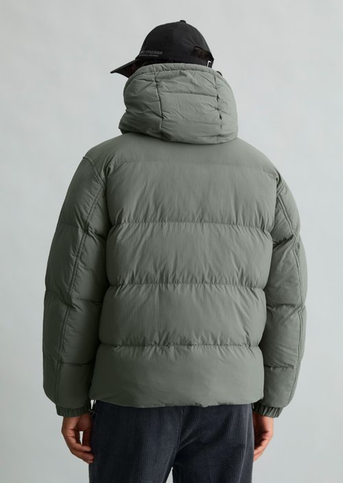 Loose-fitting hooded puffer jacket — Green Jasper