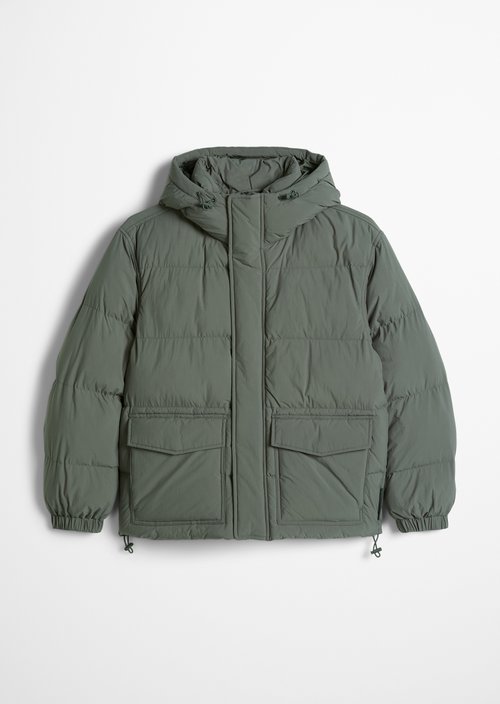 Loose-fitting hooded puffer jacket — Green Jasper