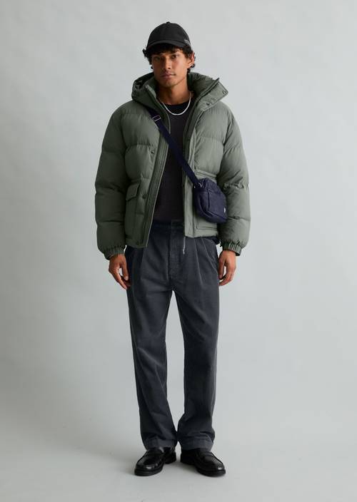 Veste matelassée à capuche, coupe ample Green Jasper en vue de face