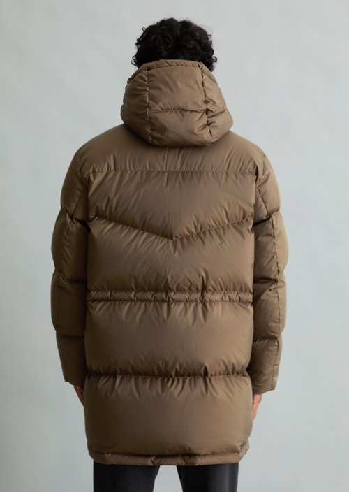 Regular-Fit Down Coat — Chocolate Fudge