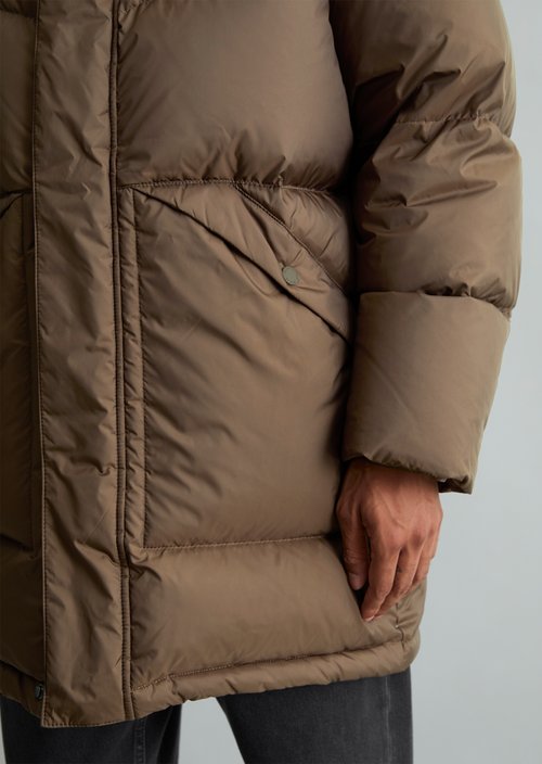 Regular-Fit Down Coat — Chocolate Fudge
